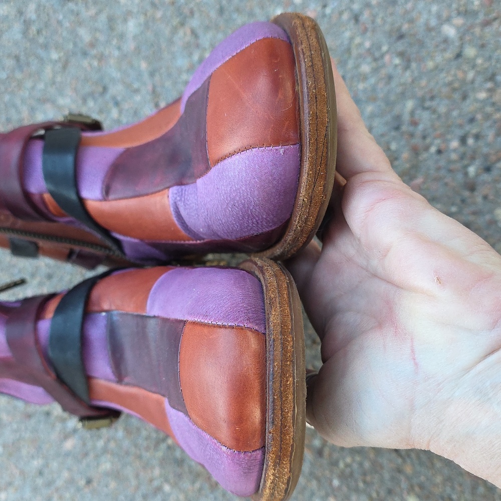 A.S.98 Colorful Patchwork Italian Leather Ankle Boots Booties Size 41 - Picture 6 of 14